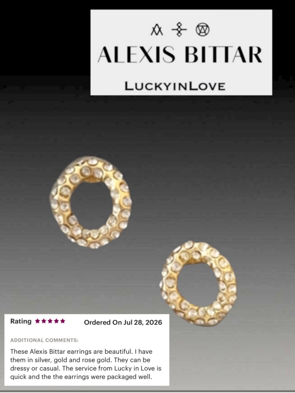 ALEXIS BITTAR • Sculpted Gold Link Crystal Stud Featherweight Earrings